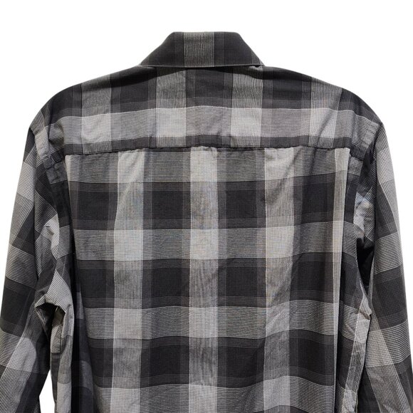 Geoffrey Beene Mens 15.5 32/33 Plaid Long Sleeve Dress Shirt Gray Black Classic - Picture 2 of 9